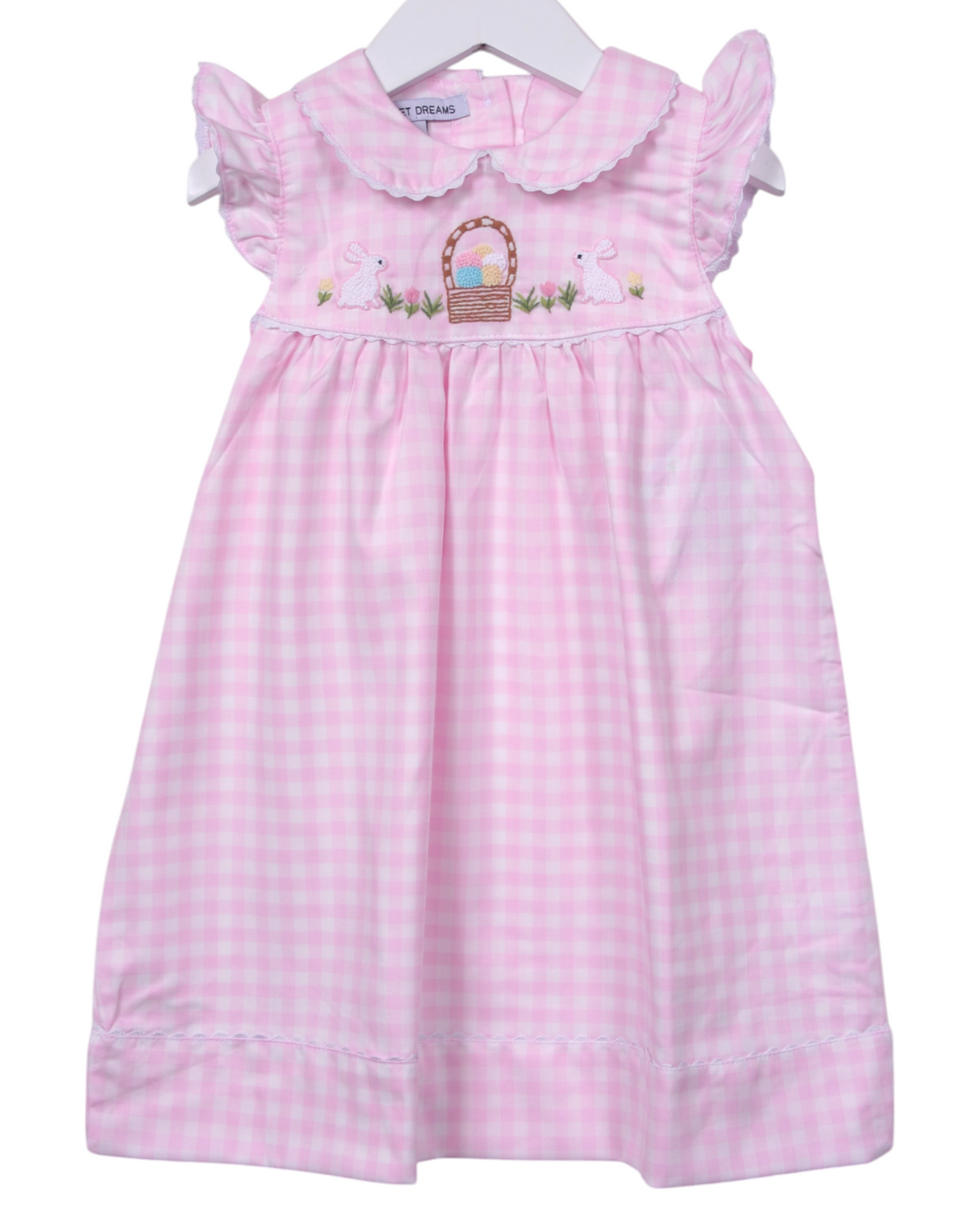 Happy Easter Embroidered Pink Gingham Dress, That Store, front