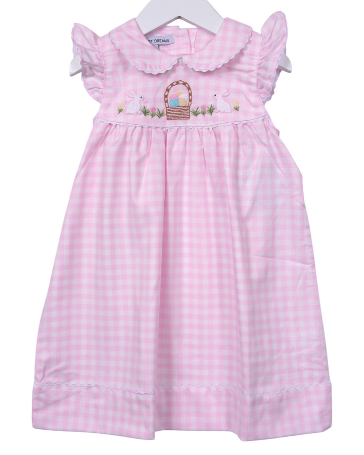 Happy Easter Embroidered Pink Gingham Dress, That Store, front