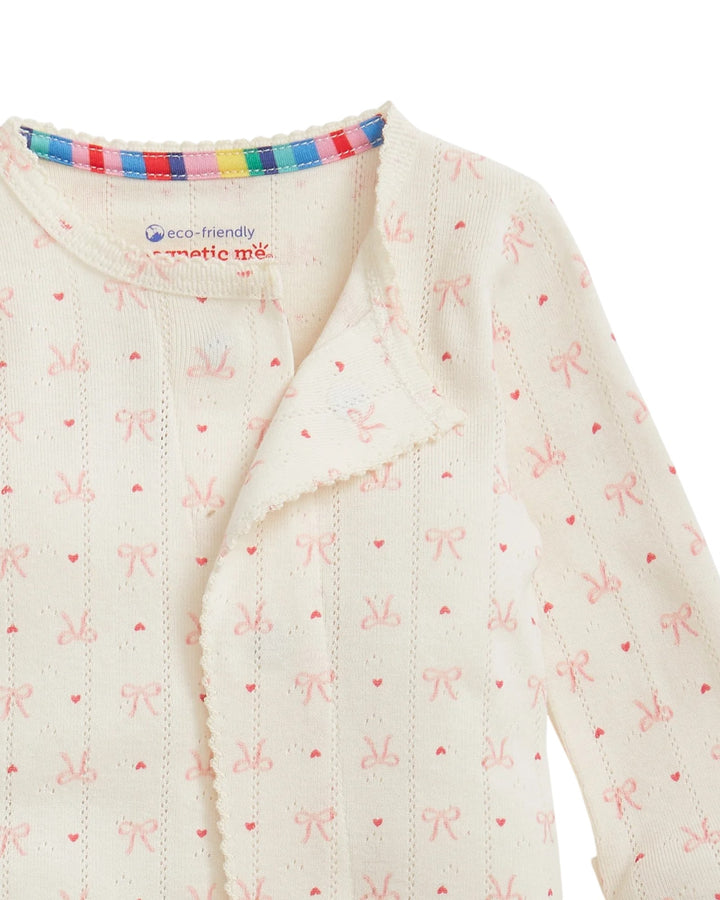 Heart & Bow Pointelle Magnetic Footie