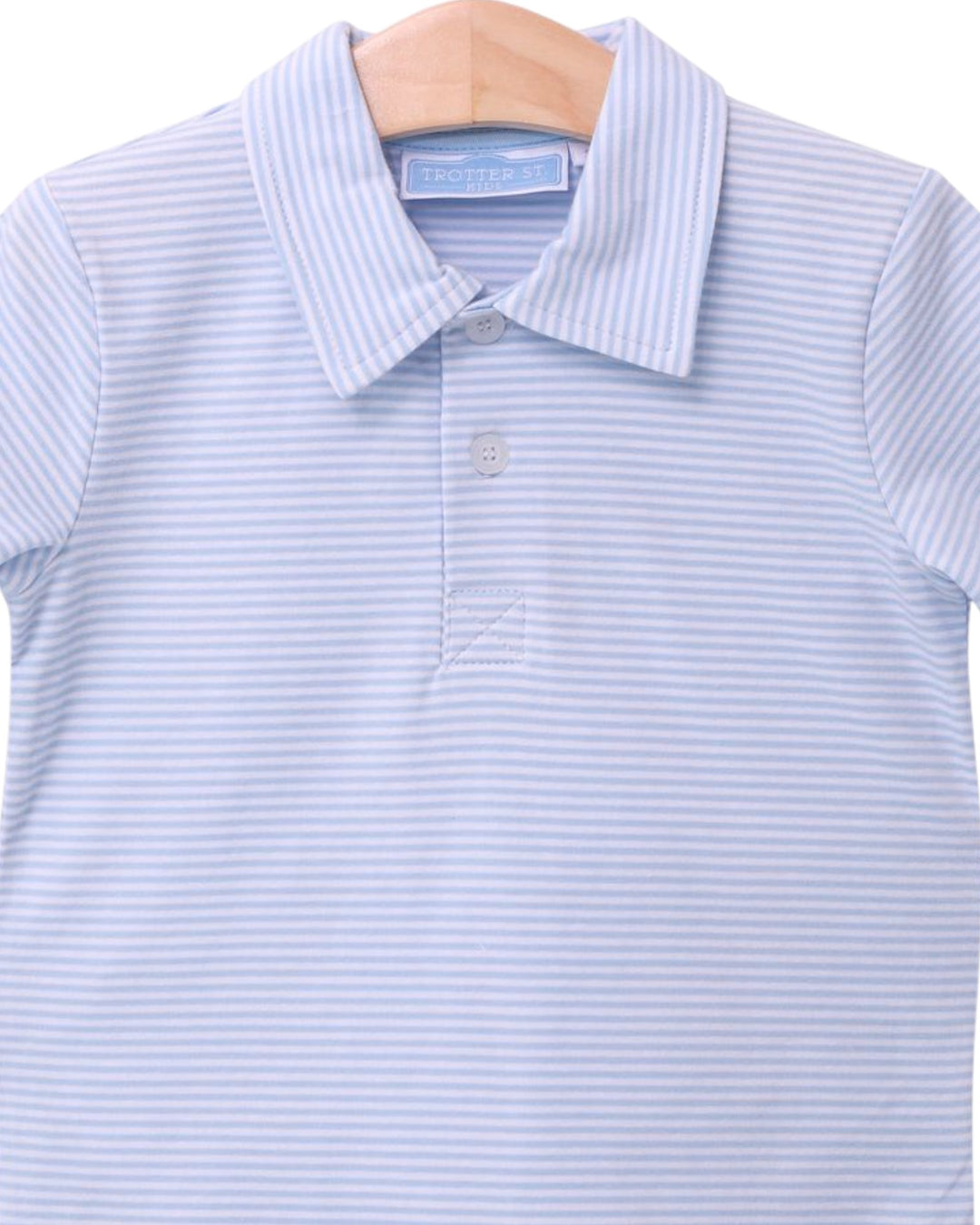 Henry Boys Polo- Light Blue Stripe, Shop That Store, close up