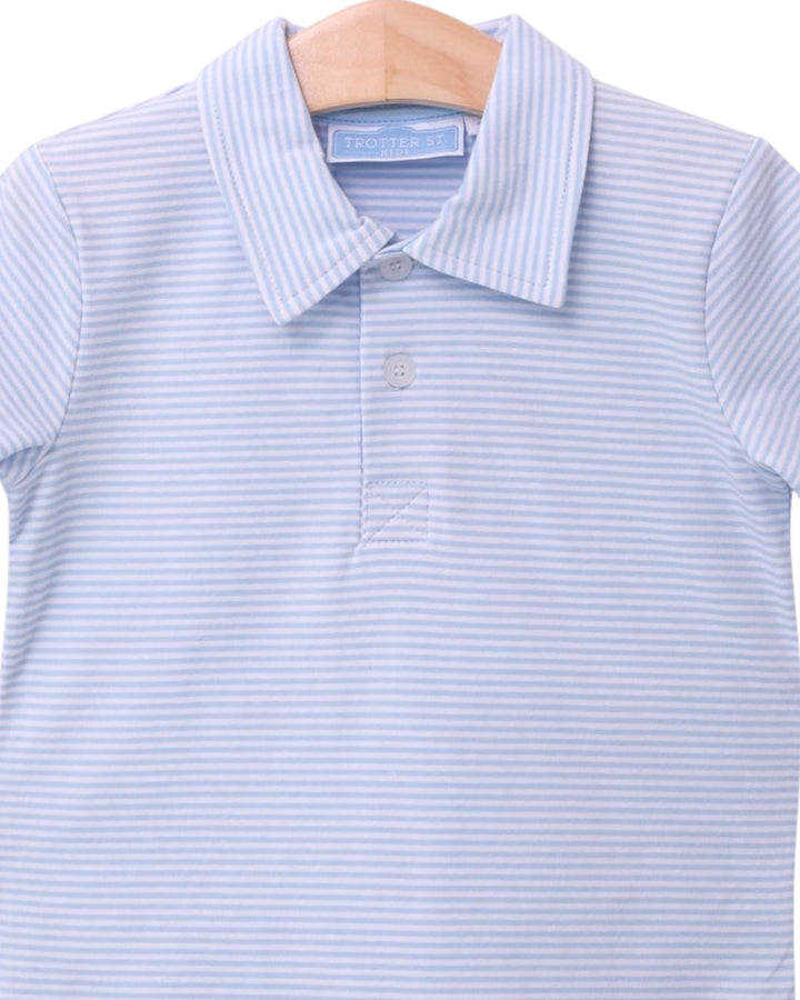 Henry Boys Polo- Light Blue Stripe, Shop That Store, close up