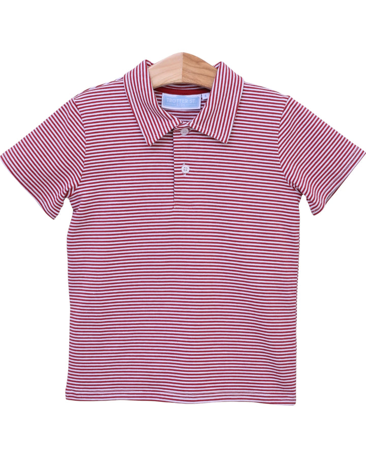 Henry Game Day Boys Polo- Crimson Stripe, That Store, front