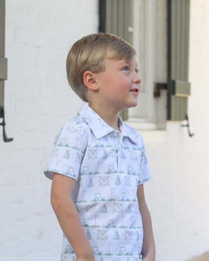 Hole in One Blue & Green Boys Polo, That Store, child