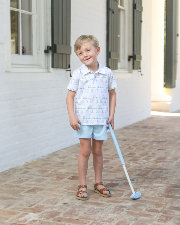 Hole in One Blue & Green Boys Polo, That Store, close 2