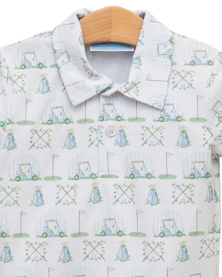 Hole in One Blue & Green Boys Polo, That Store, close