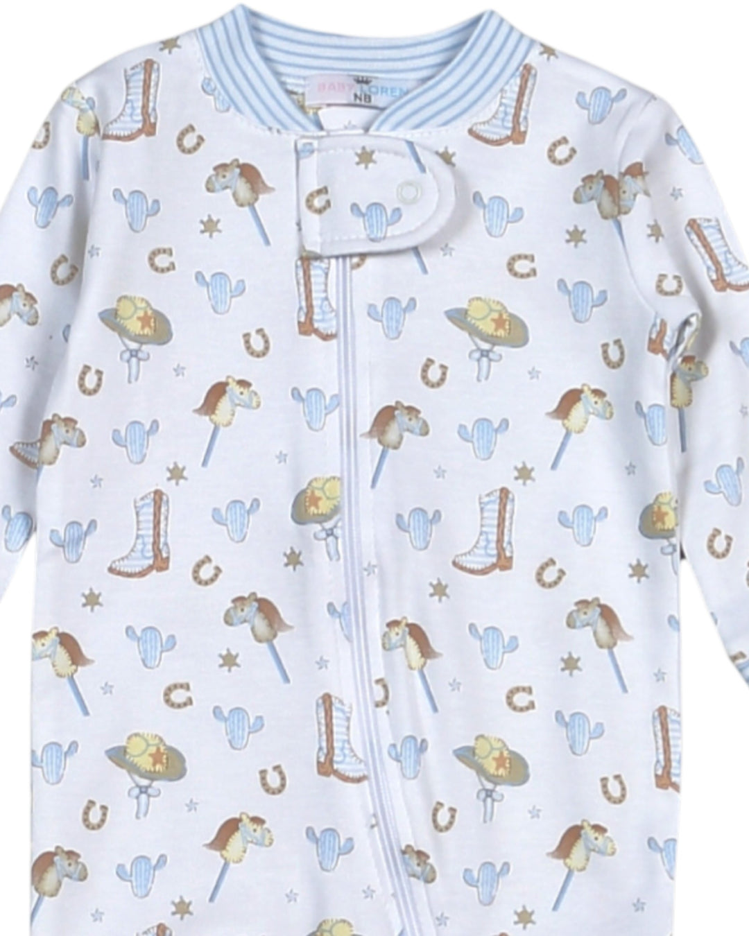 Howdy Baby Pima Zipper Blue Boys Footie
