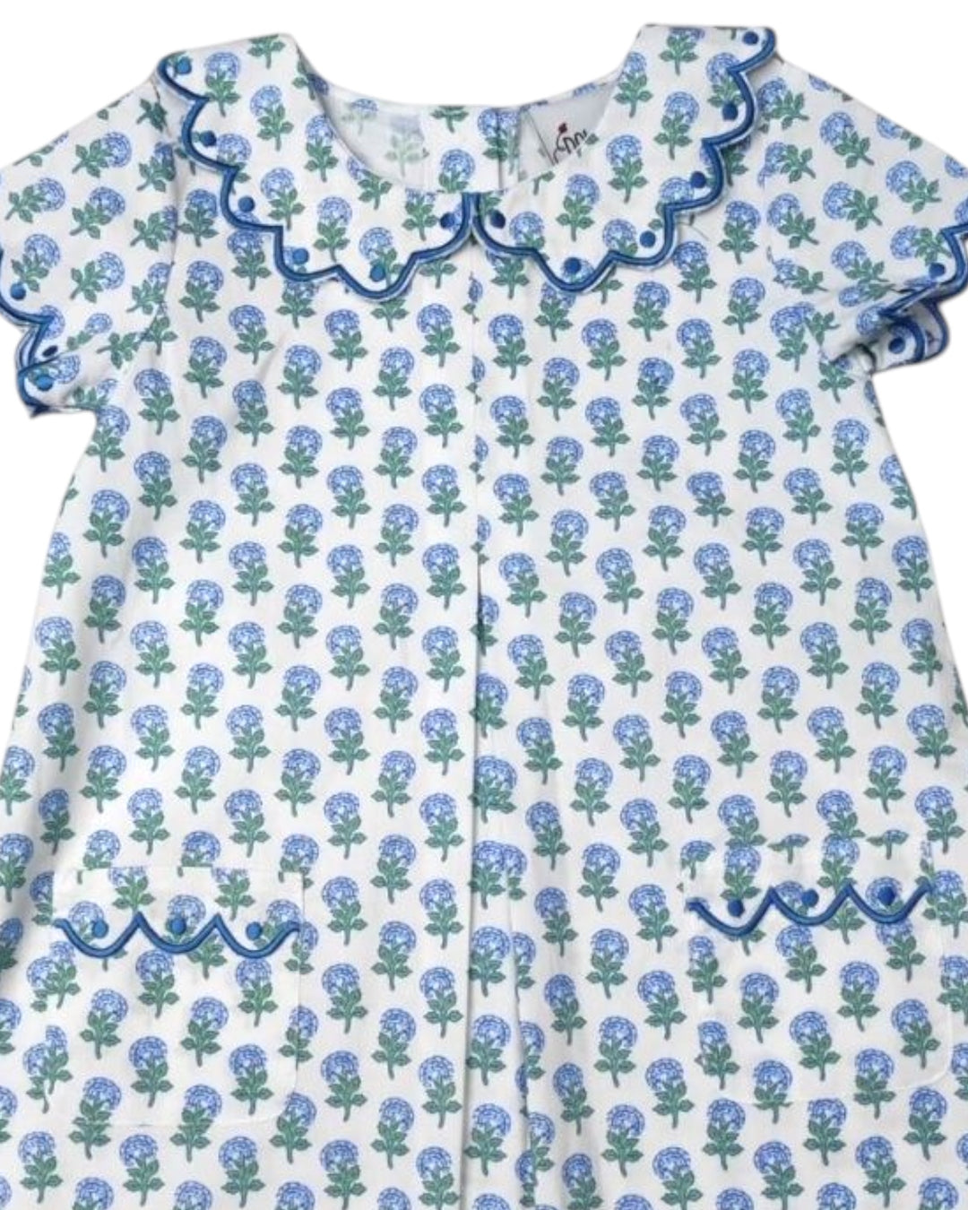 Hydrangea Print Pleated Front Girls Aline Dress, Shop That Store, close