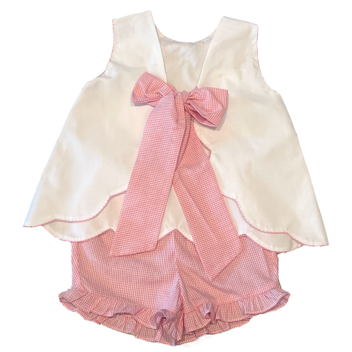 Pink Gingham Swing Top Bow Set