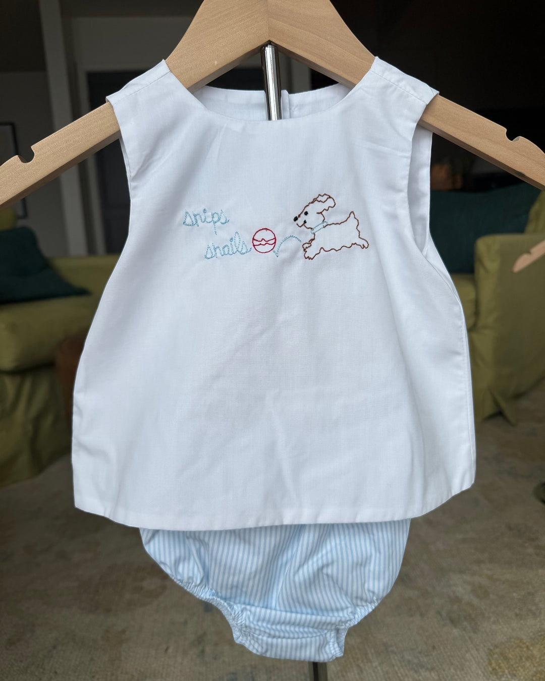 Liam Snips Snails Blue Stripe Boys Diaper Set