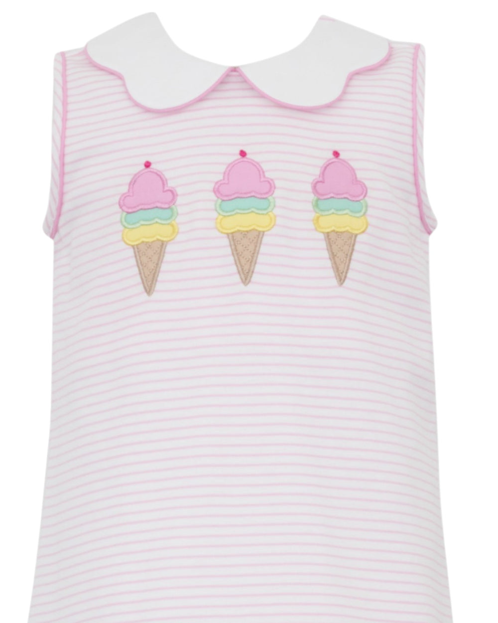 Ice Cream Applique Pink Stripe Knit Dress, That Store, close up