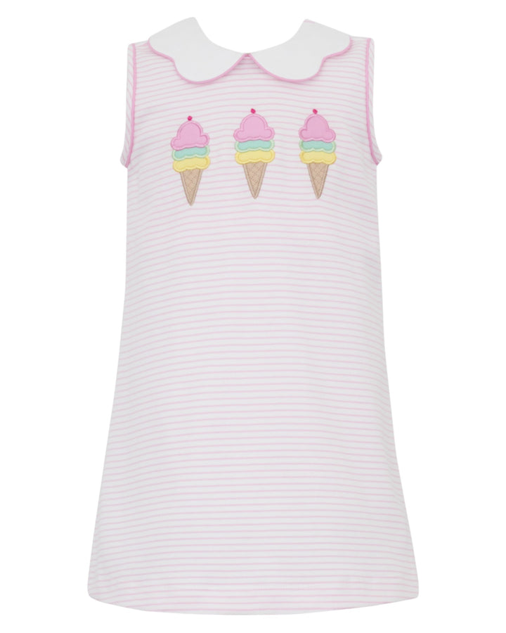 Ice Cream Applique Pink Stripe Knit Dress, That Store, front