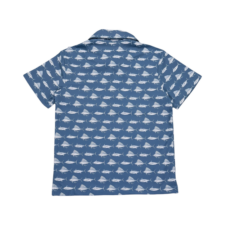 Inshore Performance Polo: Navy White Fish, that store