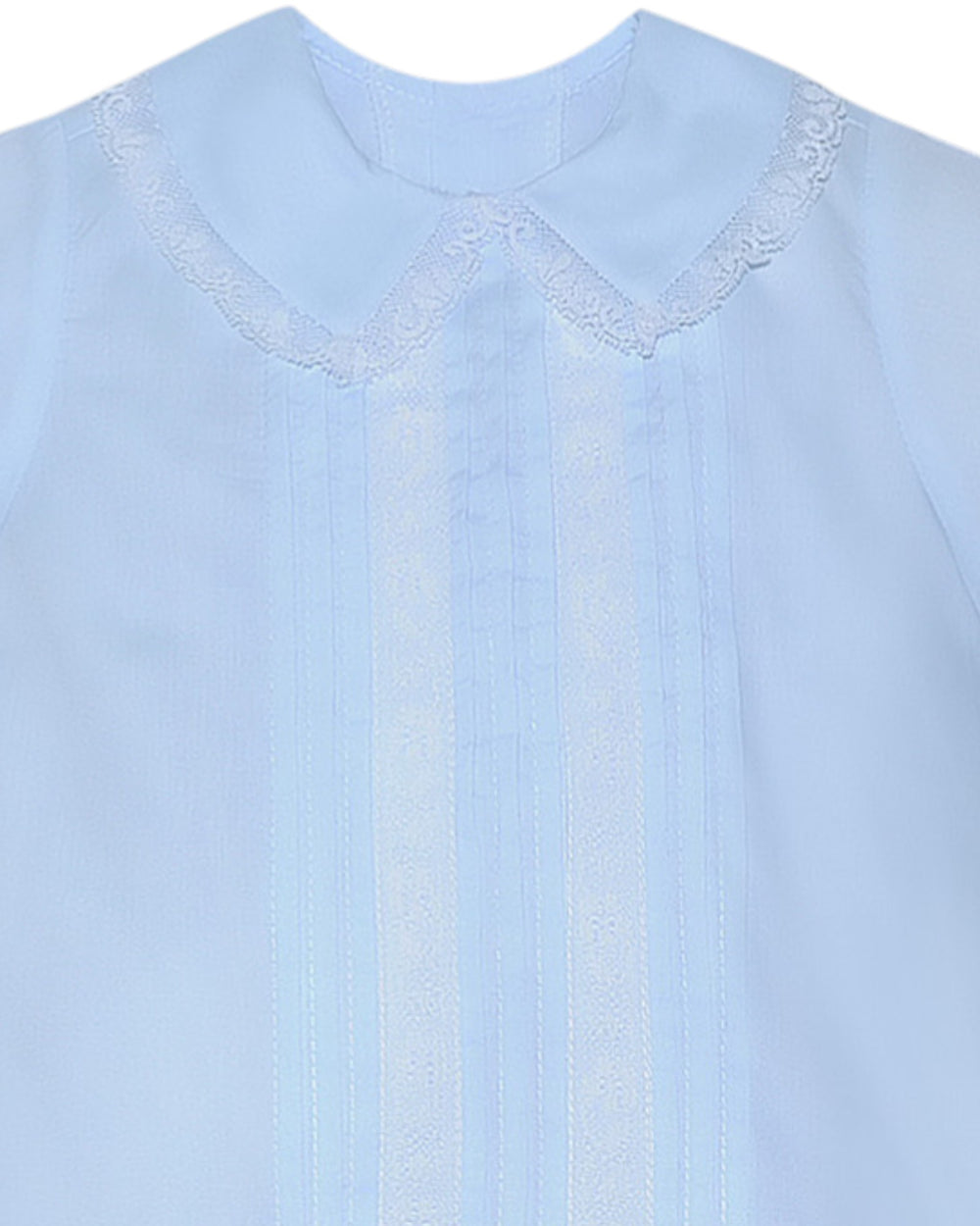 Light blue dress with lace detailing on a white background