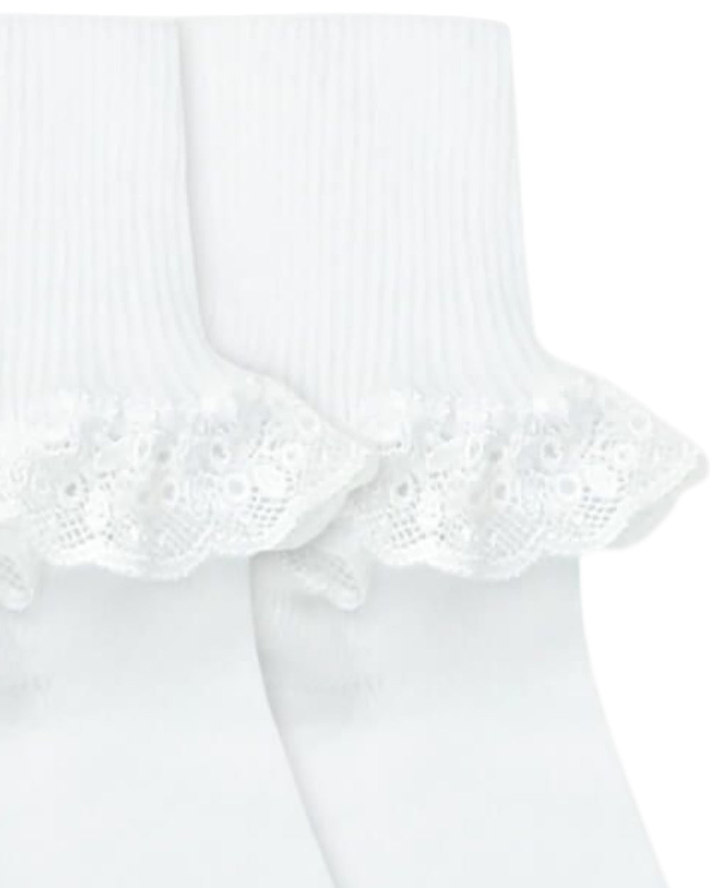 White lace-trimmed dress on a white background