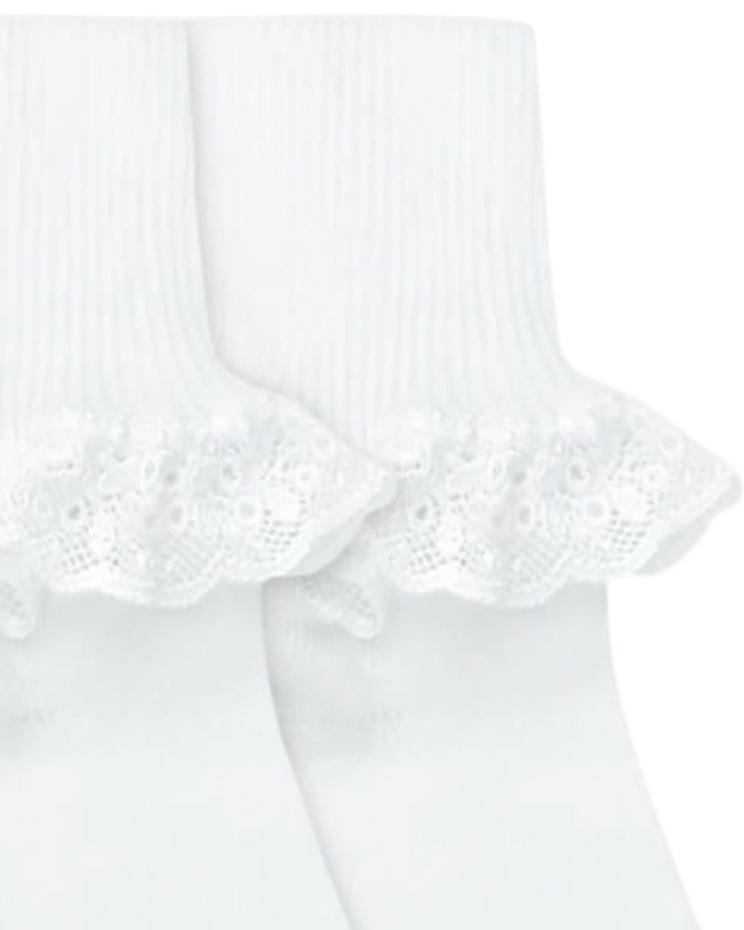 White lace-trimmed dress on a white background