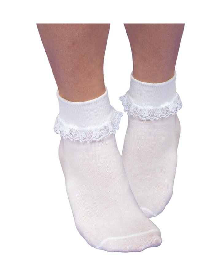 Jefferies Socks Smooth Toe Simplicity Lace Turn Cuff Girls Socks, That Store, front