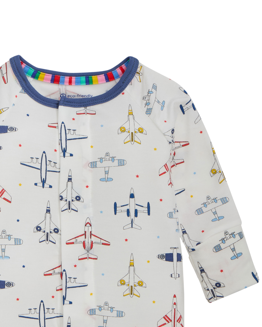 Children's long-sleeve shirt with airplane pattern on a white background