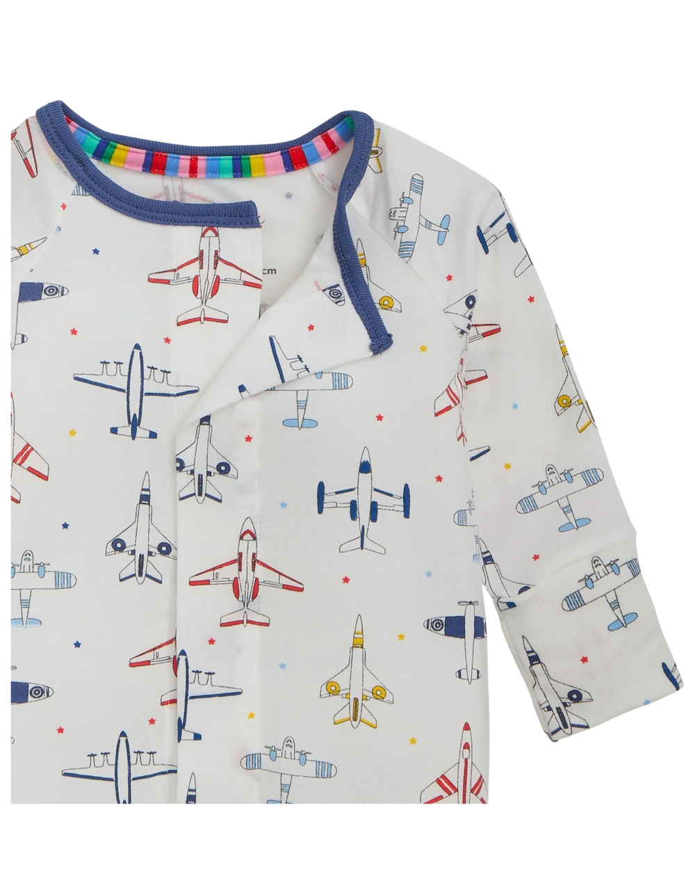 Children's long-sleeve shirt with airplane pattern on a white background