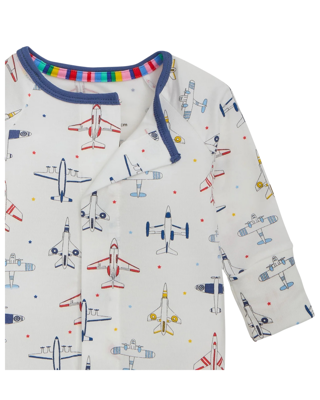 Children's long-sleeve shirt with airplane pattern on a white background