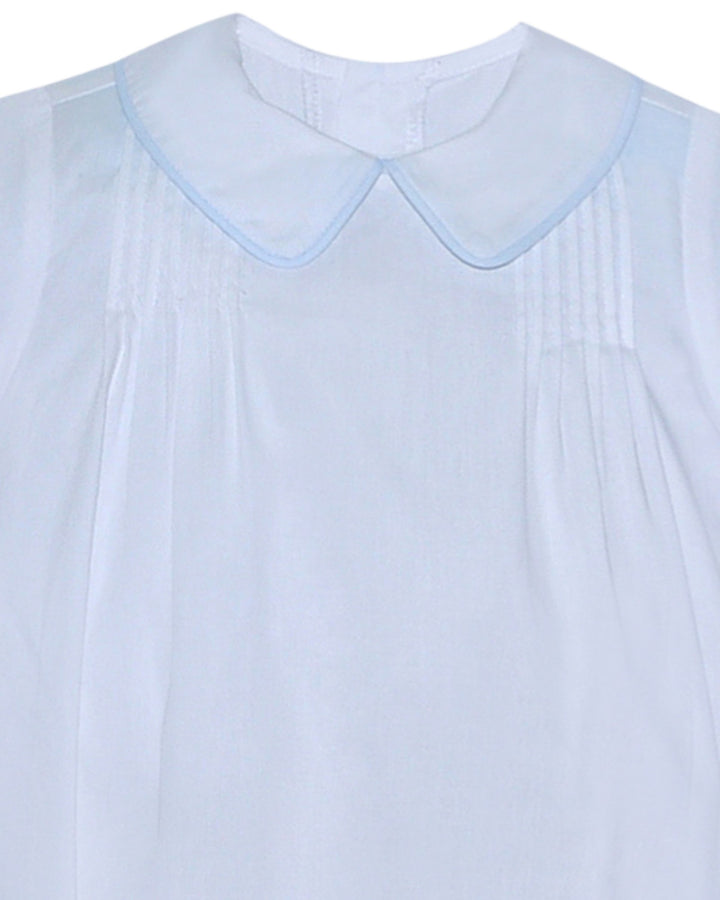 Light blue dress with a collar on a white background