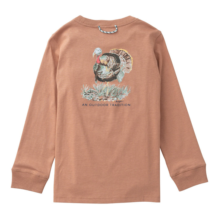 Brown long-sleeve shirt with a turkey graphic on a white background, that store