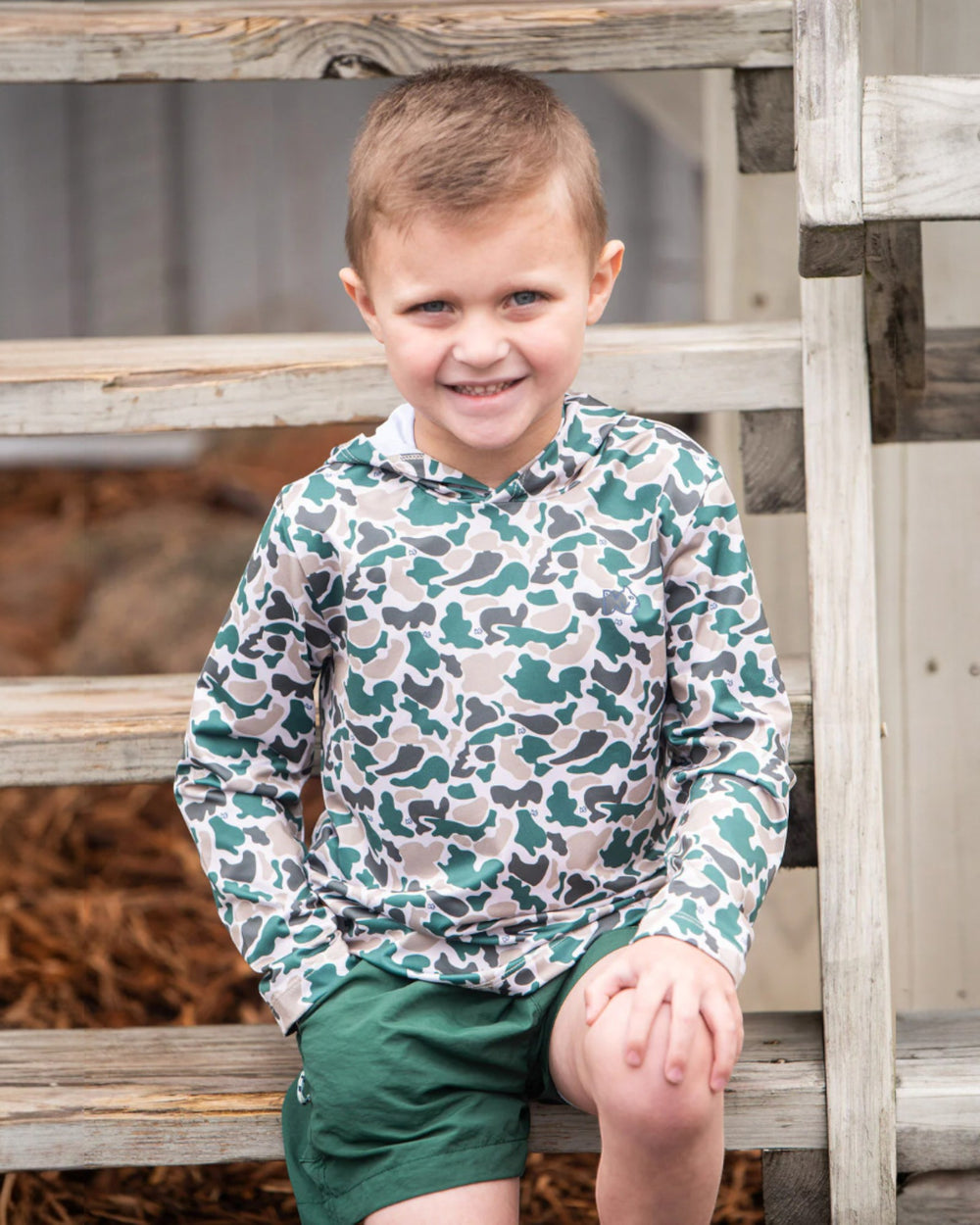 Kid's Pro Performance Hoodie T-shirt in Nuetral Break Point Camo with Swordfish, That Store, child