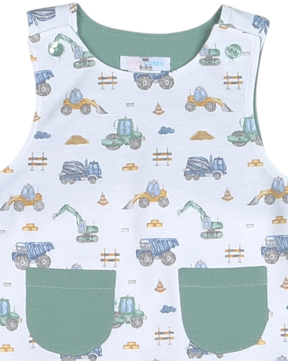 Kidstruction Zone Adventures Green Boys Pima Romper, That Store, close up