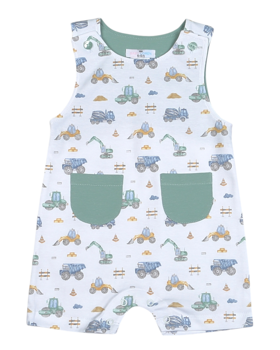 Kidstruction Zone Adventures Green Boys Pima Romper, That Store, front