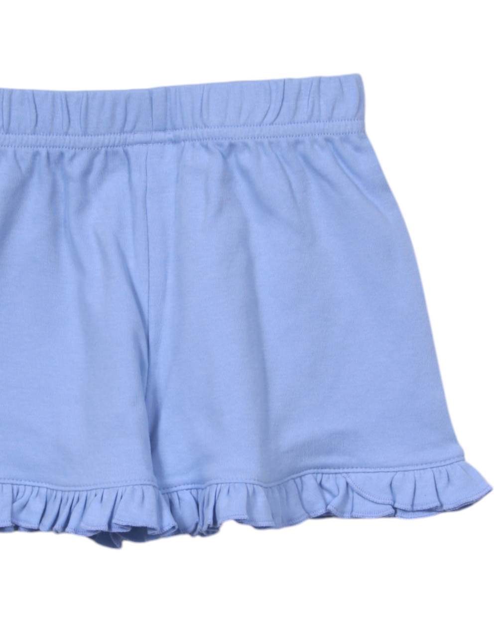 Knit Girls Ruffle Shorts- Light Blue, That Store, close up