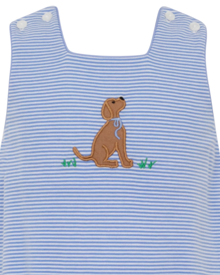 Labs Applique Blue Stripe Boys Bubble, That Store, close up