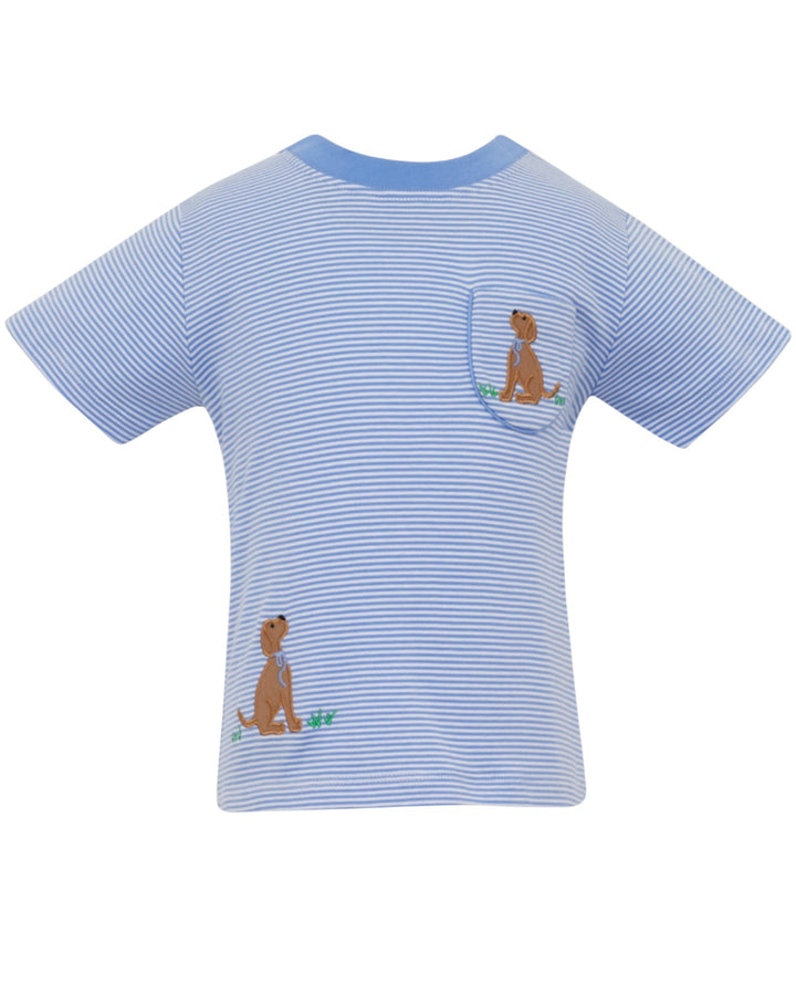 Labs Applique Blue Stripe Pocket Boys Shorts, That Store, front