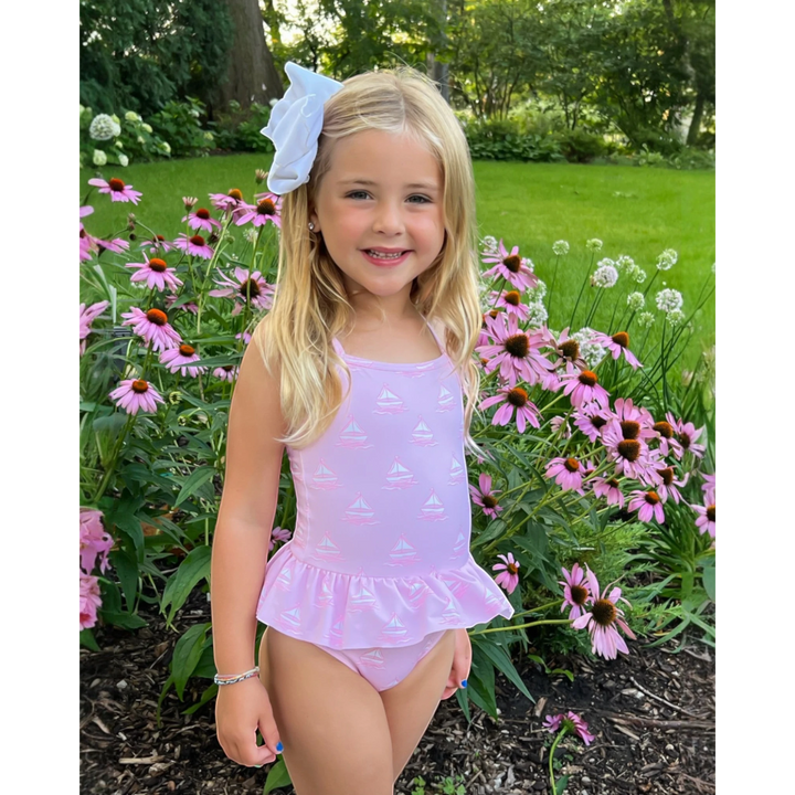 Lainey Set Sail Sailboat Skirted Girls One Piece Swimsuit, That Store, child
