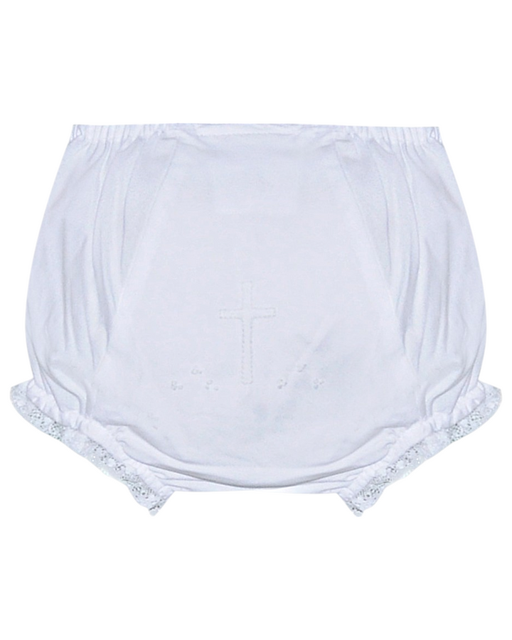 Landon Girls Diaper Cover: White Cross, That Store, front