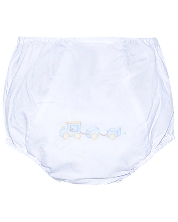 Landon White Boys Diaper Cover: Train, Thtat Store, front