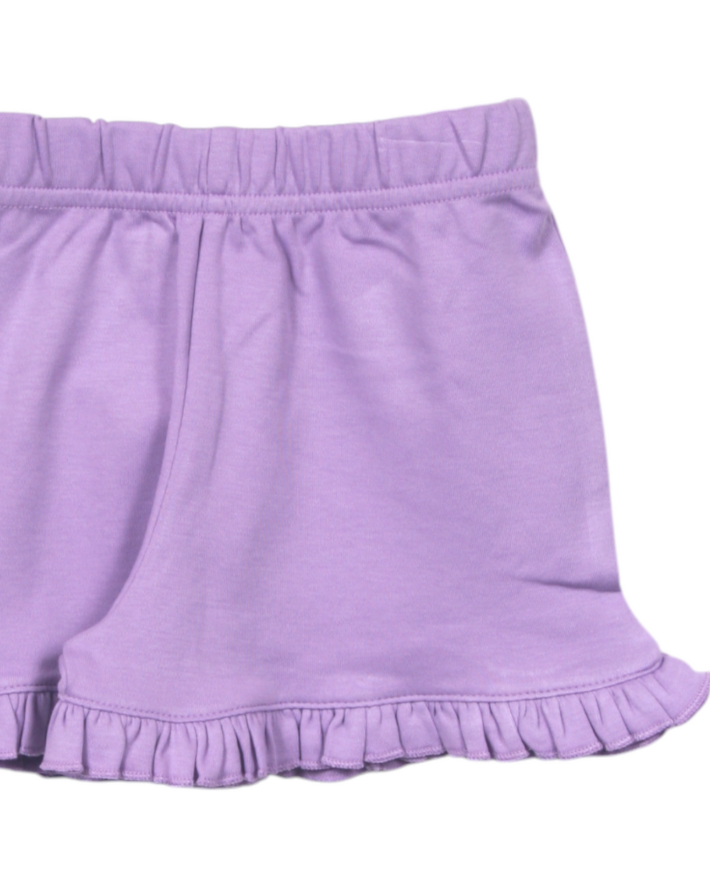 Lavender Knit Girls Ruffle Shorts, Shop That Store, close up