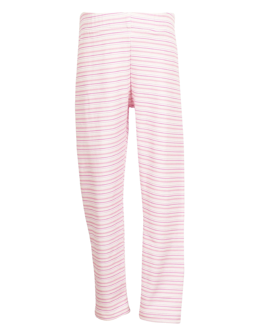 Pink and white striped pants on a white background
