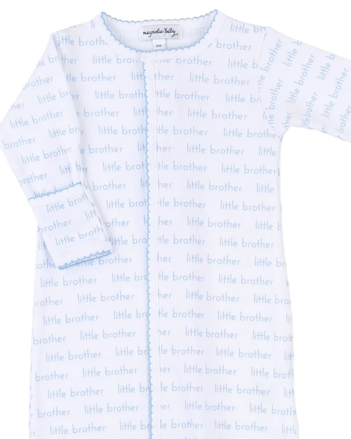 Little Brother Print White & Blue Boys Converter, close up