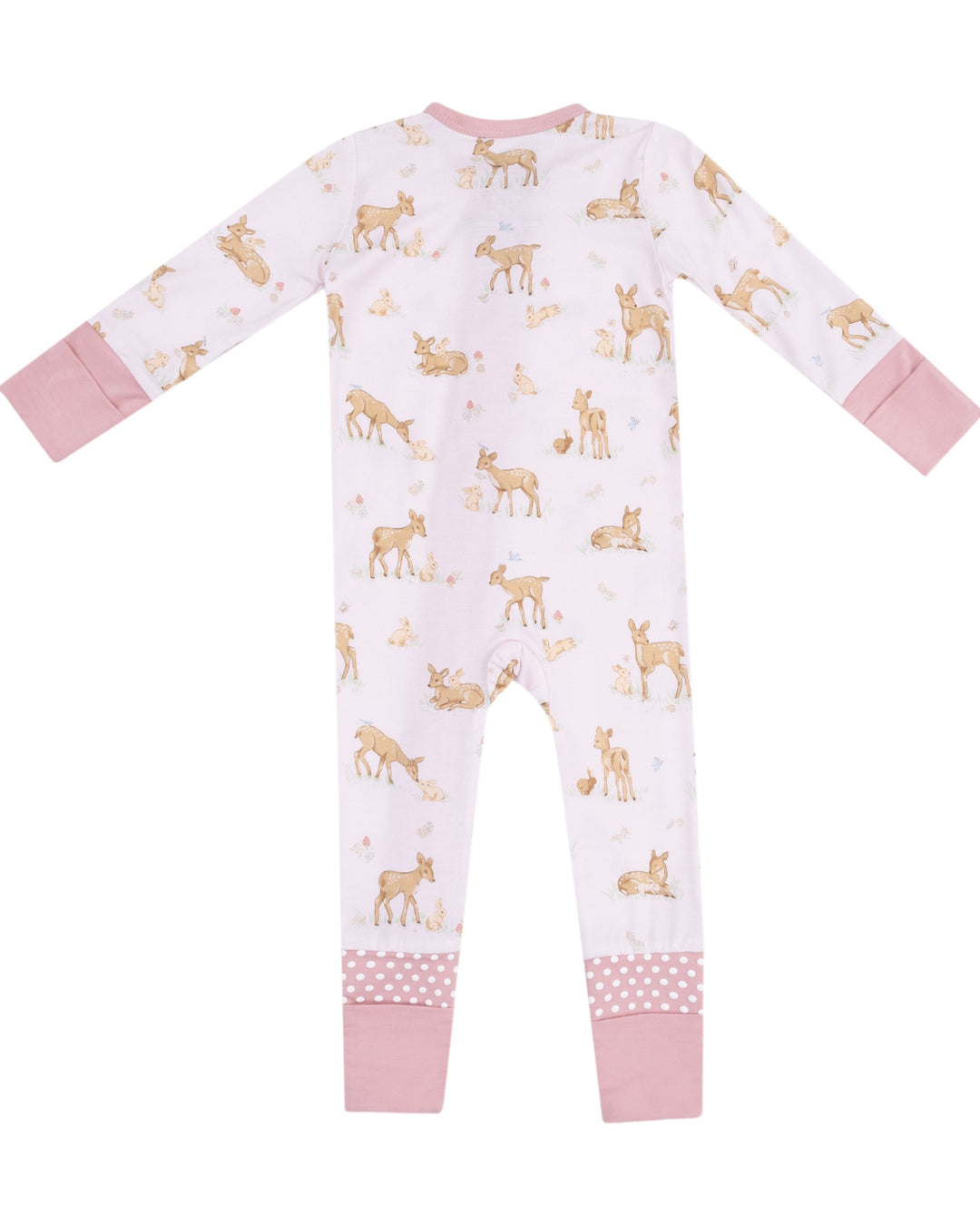 Little Fawn Pink 2 Way Zipper Convertible Romper, That Store, back
