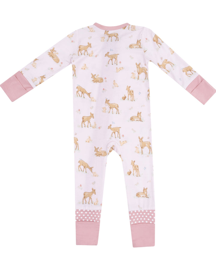 Little Fawn Pink 2 Way Zipper Convertible Romper, That Store, back