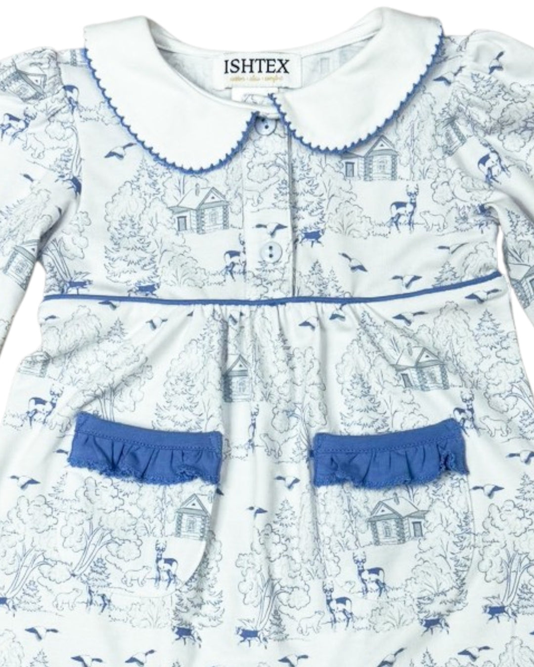 Log Cabin Blue Girls Romper