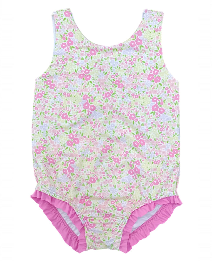 Lottie Fuchsia Floral Girls One Piece Swim, Shop That Store, front