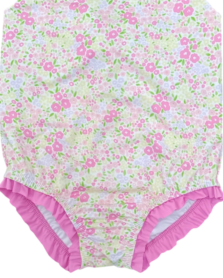 Lottie Fuchsia Floral Girls One Piece Swim, That Store, bottom