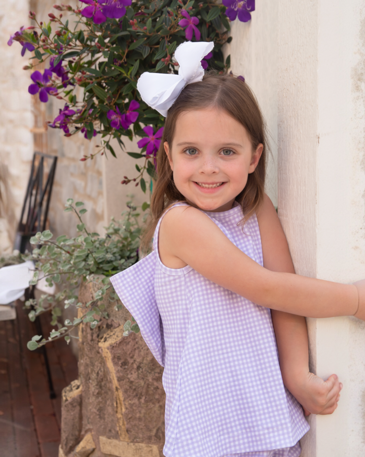 Lottie Girls Bloomer Set- Lavender Gingham,That Store, front