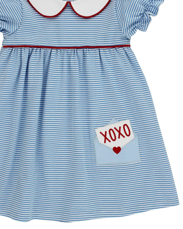 blue stripe love letter dress, that store