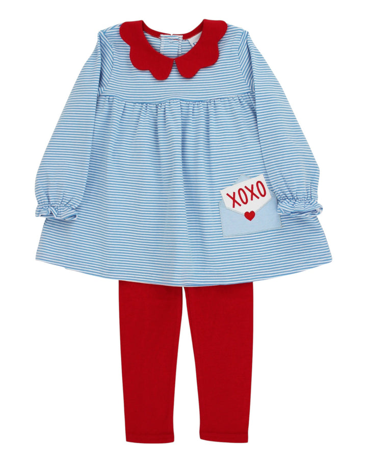 xo xo blue stripe legging set, that store