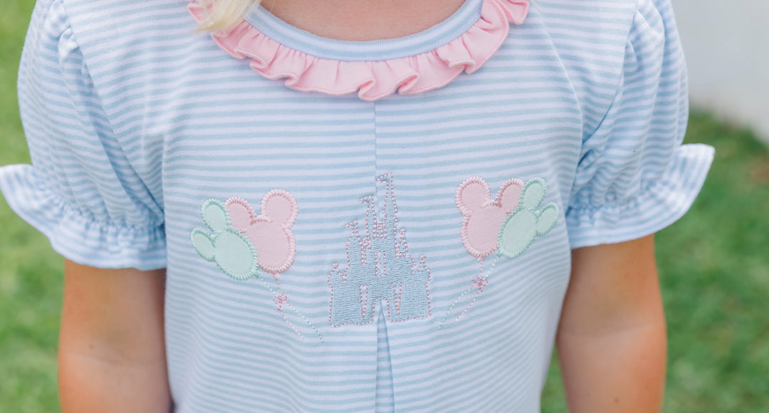 Magical Blue Stripe Girls Ruffle Pant Set
