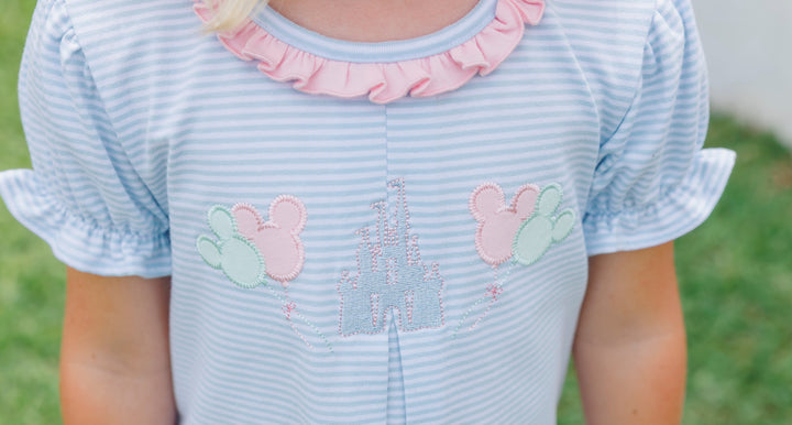 Magical Blue Stripe Girls Ruffle Pant Set