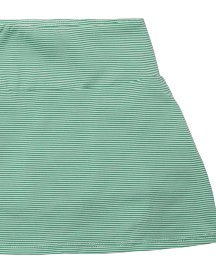 Margot Girls' Tiered Skirt by LH Sport - Green and White Stripes,That Store, close up
