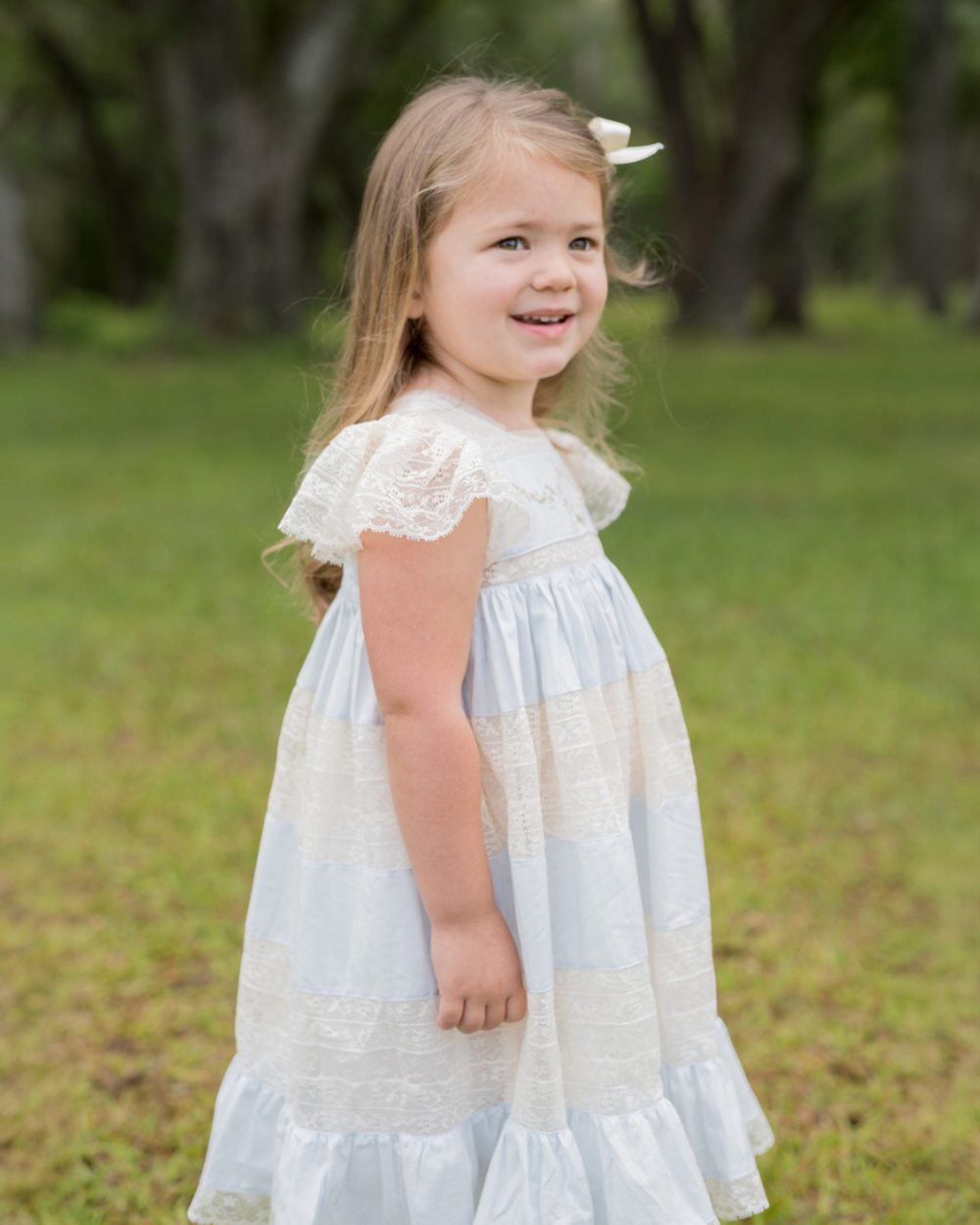Mary Frances Ecru Lace Heirloom Dress: Blue, That Store, child 2
