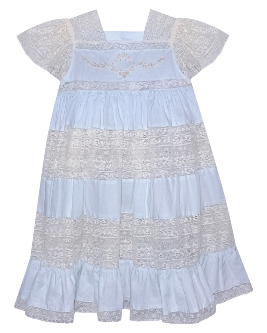 Mary Frances Ecru Lace Heirloom Dress: Blue 4 Mary Frances Ecru Lace Heirloom Dress: Blue 4